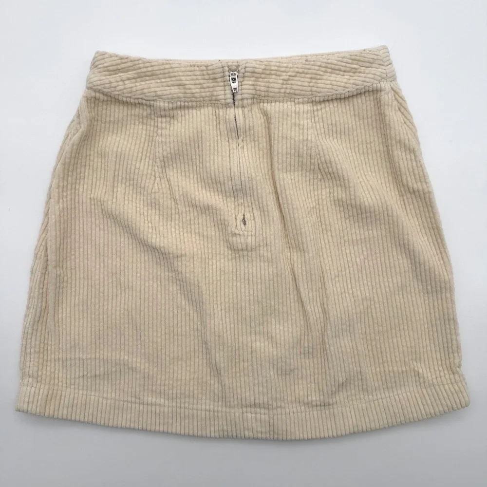 Urban Outfitters‎ Cream Corduroy Mini Skirt Off White A-Line Size XS